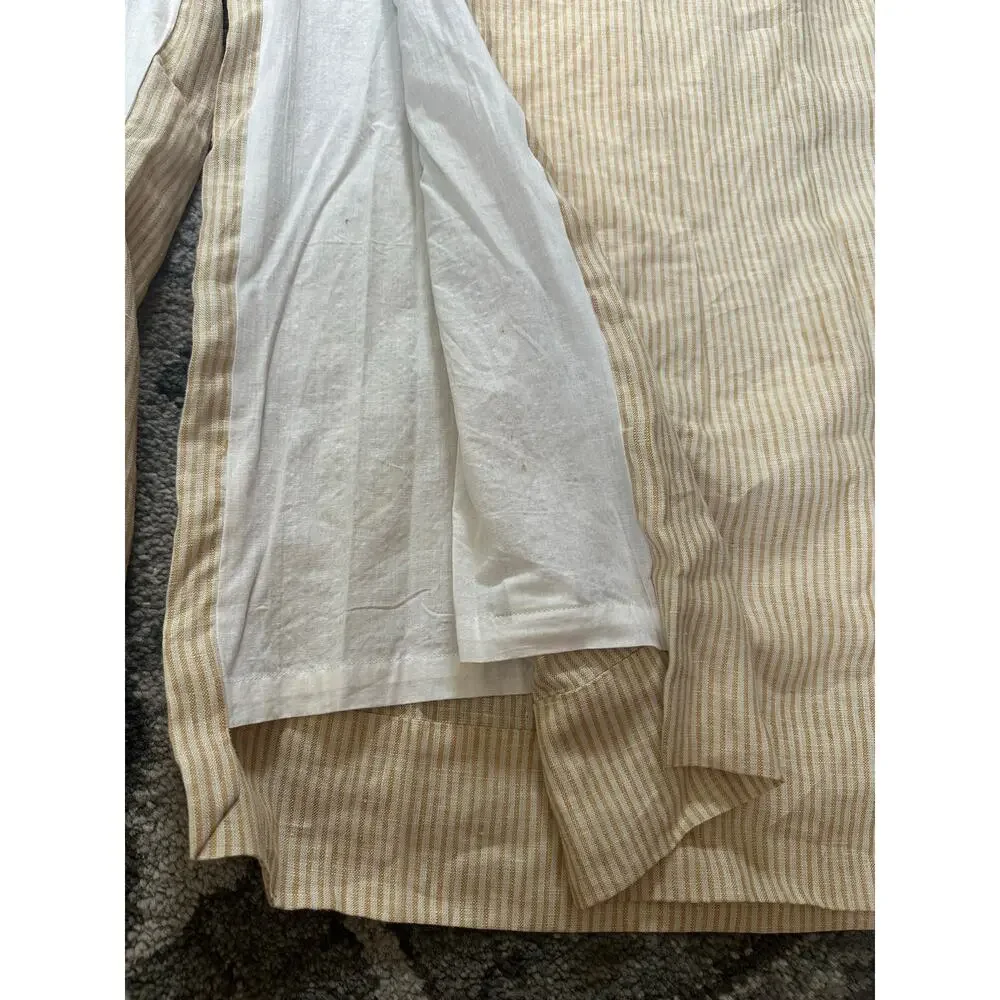 2 POTTERY BARN WHEATON STRIPE SUNFLOWER YELLOW LINEN CURTAINS SET READ